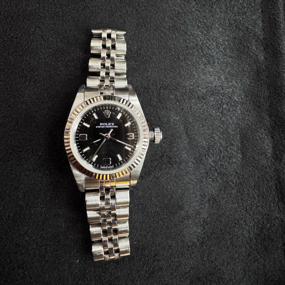 Rolex Black Dial with Silver Bracelet
